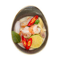 Tom Kha soup with tiger prawns and shimeji mushrooms