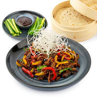 Peking style duck with Chinese pancakes, cucumbers, onion and Peking sauce