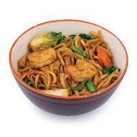 Udonai su Pak Choi kopūstais, pievagrybiais, tigrinėmis krevetėmis ir japonišku Yakisoba padažu